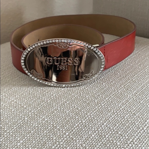 Guess Accessories - NWOT Guess Red Leather belt with silver buckle